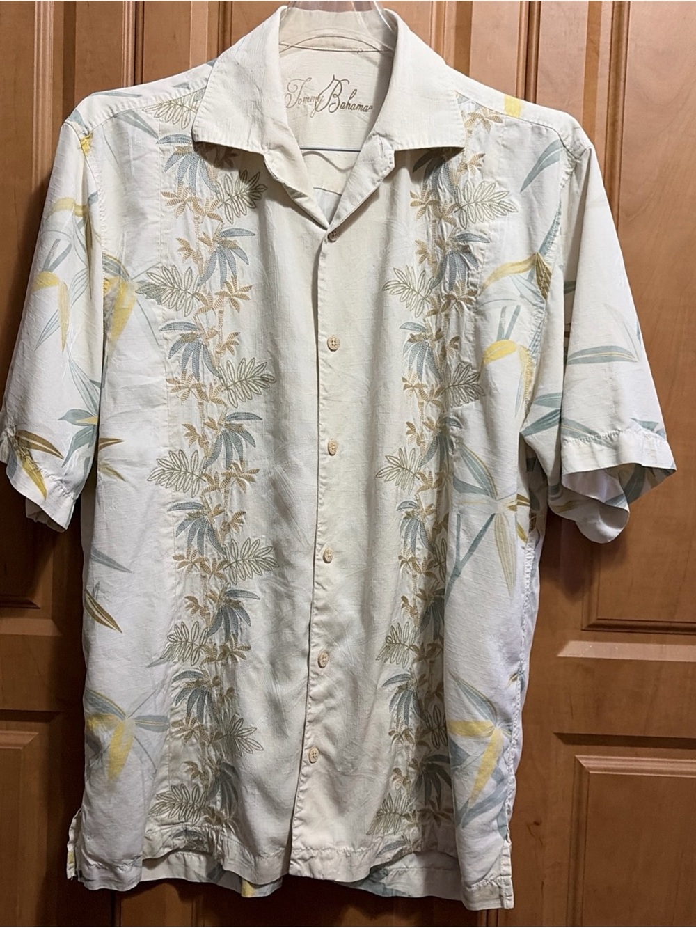 Tommy Bahama Cream Tropical Leaf Short-Sleeve Button-Up Shirt